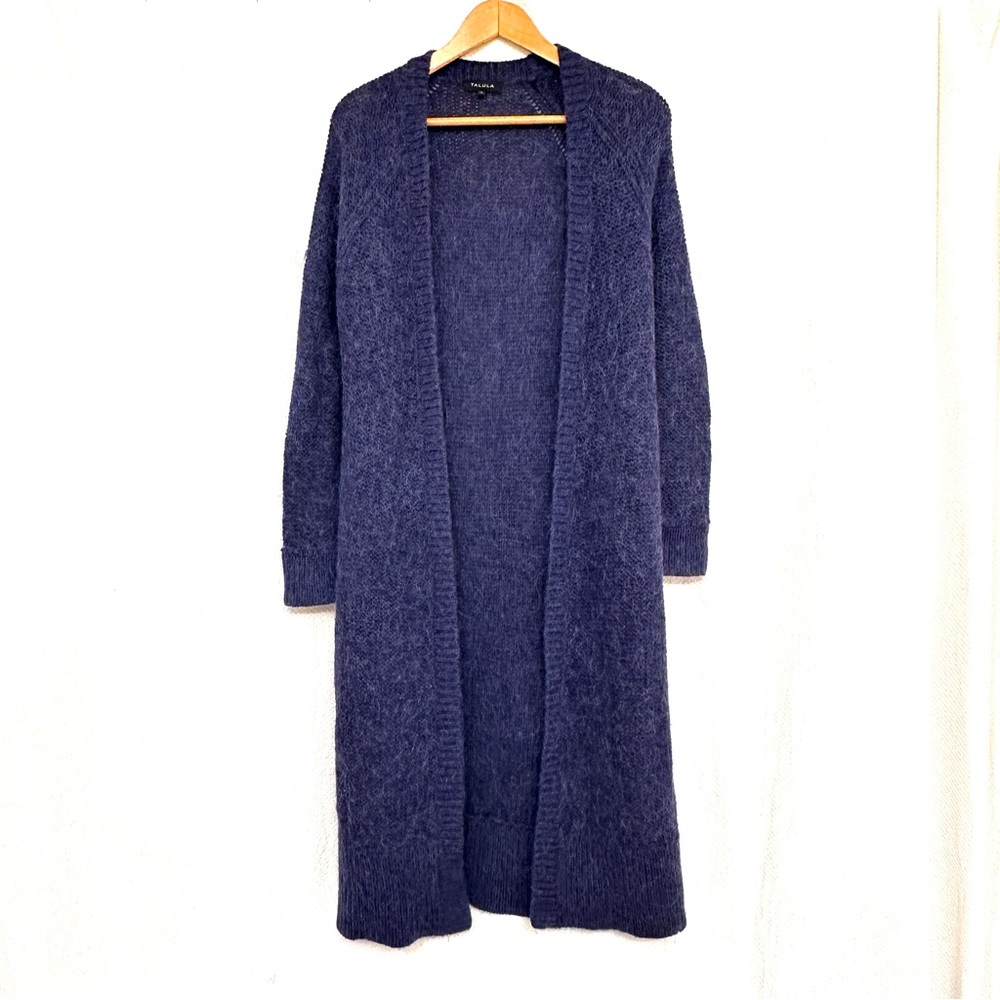 Aritzia Alpaca Wool Deep Purple Open Front Cardigan
